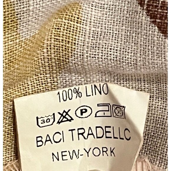 BACI 100% Linen Beige Printed Roll Tab Sleeve Boho Hooded Jacket - ITALY - Picture 9 of 9